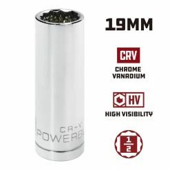 Powerbuilt 1/2 in. Drive x 19mm 12 Point Deep Socket - 940160 -Powerbuilt Tools Store Online 940160 19mm 02