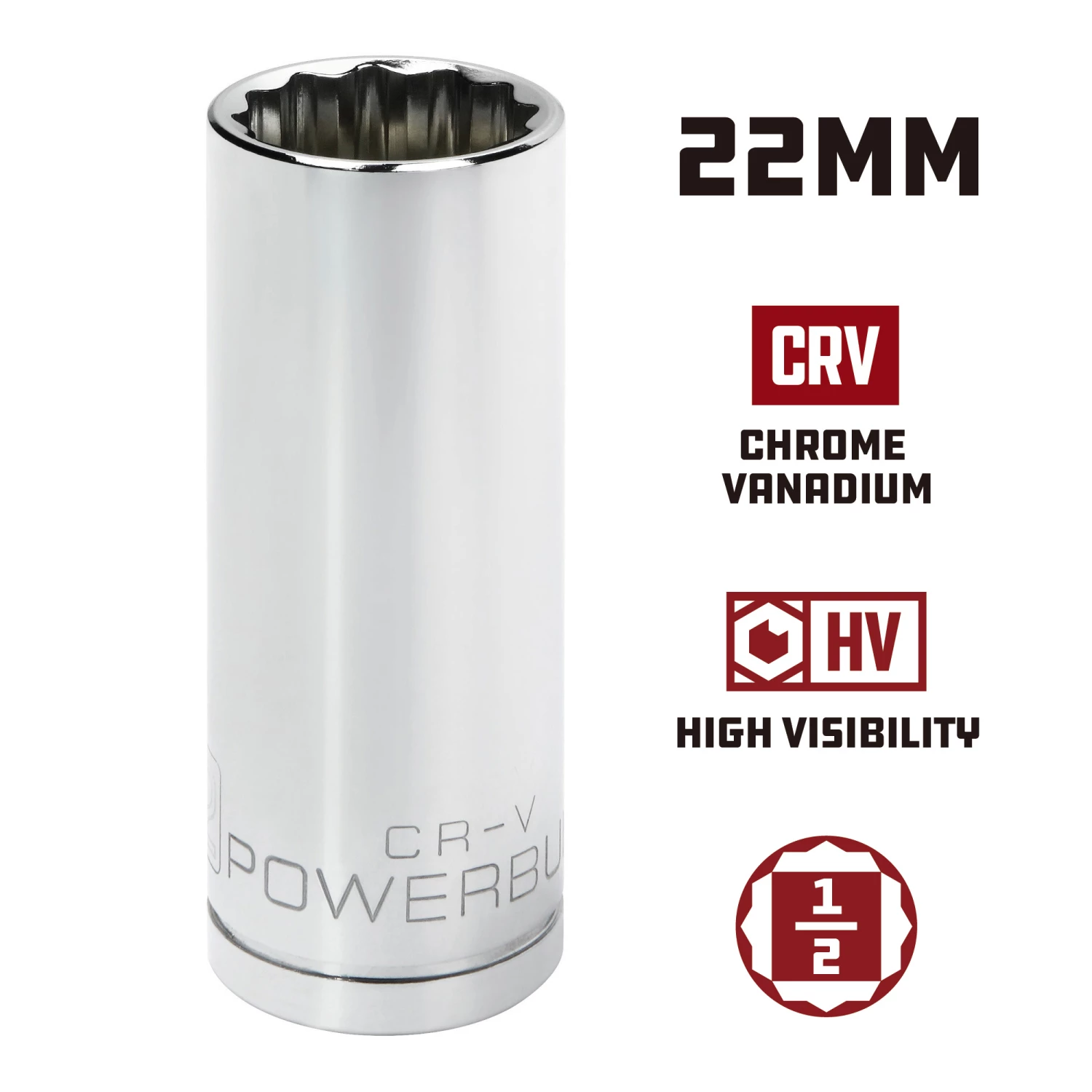 Powerbuilt 1/2 in. Drive x 22mm 12 Point Deep Socket - 940163 5 Powerbuilt 1/2 in. Drive x 22mm 12 Point Deep Socket - 940163 - Image 5