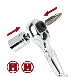 Powerbuilt 1/4 Inch Drive 72 Tooth Dual Head Stubby Ratchet - 940478 -Powerbuilt Tools Store Online 940478 04