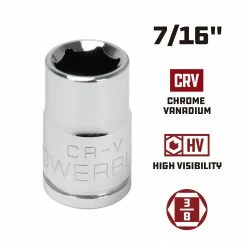 Powerbuilt 3/8 in. Drive x 7/16 in. 6 Point SAE Socket - 940526 9 Powerbuilt 3/8 in. Drive x 7/16 in. 6 Point SAE Socket - 940526 -Powerbuilt Tools Store Online 940526 7 16 02