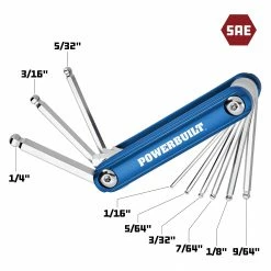 Powerbuilt 9 Pc. SAE Ball End Folding Hex Wrench Set, 1/16" to 1/4", 940785 -Powerbuilt Tools Store Online 940785 02