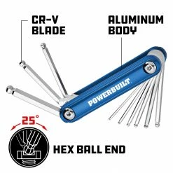 Powerbuilt 9 Pc. SAE Ball End Folding Hex Wrench Set, 1/16" to 1/4", 940785 -Powerbuilt Tools Store Online 940785 03