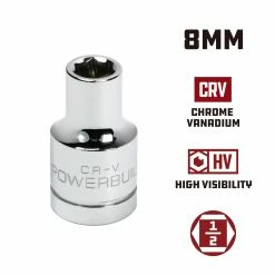 Powerbuilt 1/2 in. Drive x 8mm 6 Point Socket - 941033 -Powerbuilt Tools Store Online 941033 8mm 02