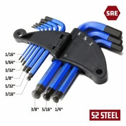 Powerbuilt 9 Piece SAE Short Arm Hex Key Set, 1/16-Inch to 3/8-Inch -Powerbuilt Tools Store Online 941070 02