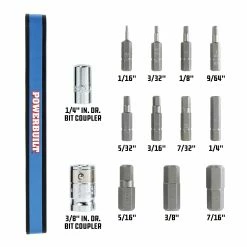 Powerbuilt 13 Piece SAE Hex Bit Set with Magnetic Holder, 1/16" to 1/4" - 941128 -Powerbuilt Tools Store Online 941128 03
