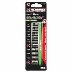 Powerbuilt 13 Piece Tamper Proof Star Bit with Magnetic Base Holder, T-8 to T-40 -Powerbuilt Tools Store Online 941129 04