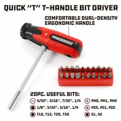 Powerbuilt 21 Pc. T-Handle Bit Driver Set, 3X Torque, 941161 -Powerbuilt Tools Store Online 941161 03