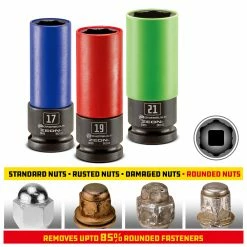 Powerbuilt 3 PC Zeon Metric Lug Nut Socket Set for Damaged Lug Nuts - 240098 -Powerbuilt Tools Store Online 941436 01
