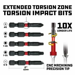 Powerbuilt 5 Piece Torsion Impact Power Screwdriver Set with Magnetic Holder -Powerbuilt Tools Store Online 941458 02