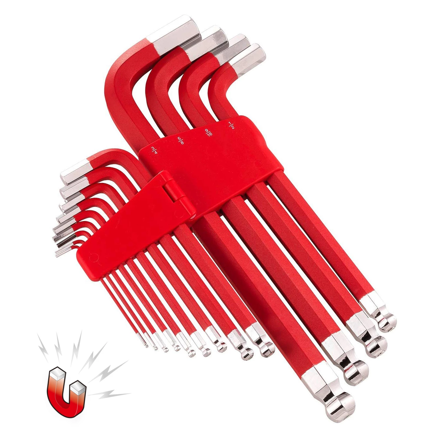 Powerbuilt 13 Pc. Jumbo SAE Long Ball End Hex Key Wrench Set, 5/64" to 3/4" 1 Powerbuilt 13 Pc. Jumbo SAE Long Ball End Hex Key Wrench Set, 5/64" to 3/4"