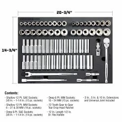 Powerbuilt Pro Tech 69 Piece 1/2-Inch Drive SAE/Metric Master Socket Set 8 Powerbuilt Pro Tech 69 Piece 1/2-Inch Drive SAE/Metric Master Socket Set -Powerbuilt Tools Store Online 949006 02