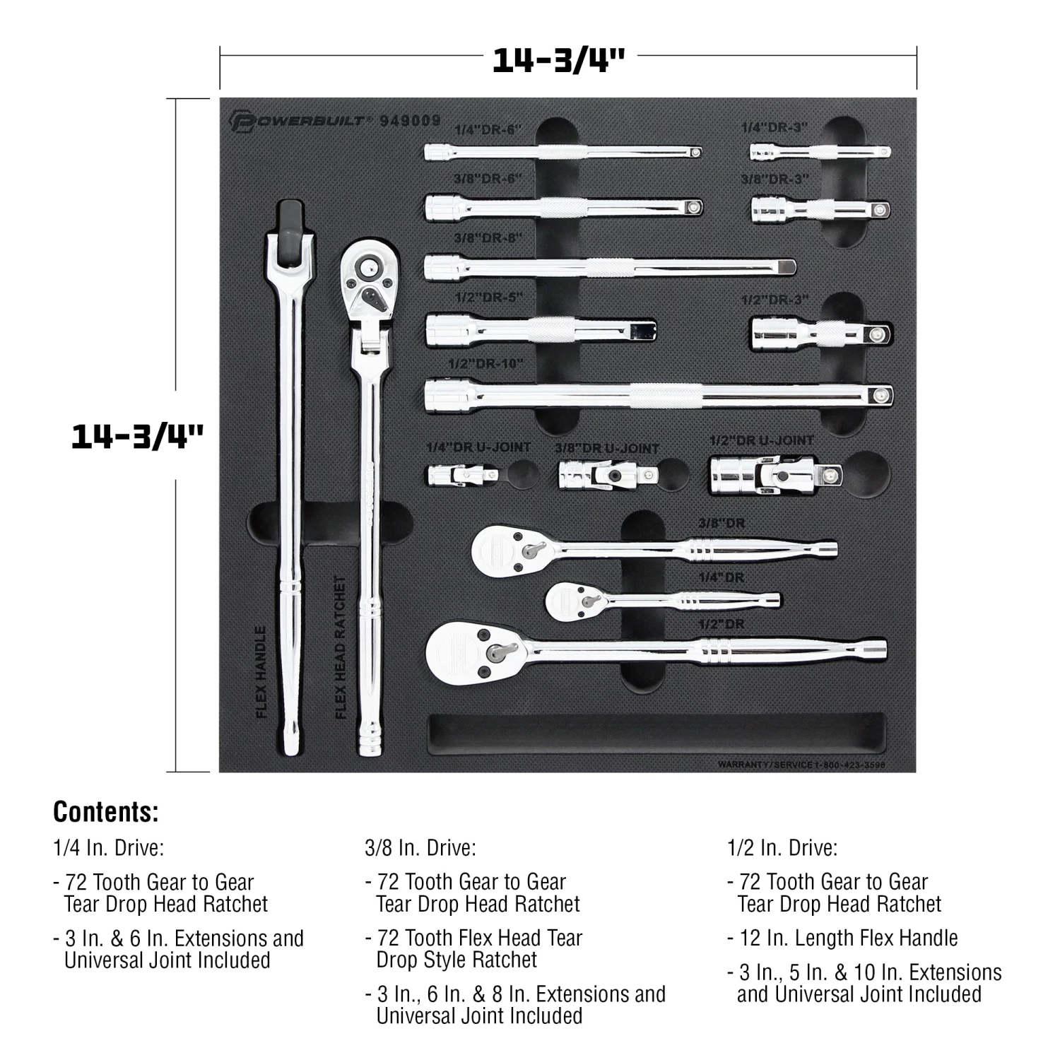 Powerbuilt Pro Tech 16 Pc. Ratchets & Socket Drive Tool Accessories Set - 949009 2 Powerbuilt Pro Tech 16 Pc. Ratchets & Socket Drive Tool Accessories Set - 949009 - Image 2