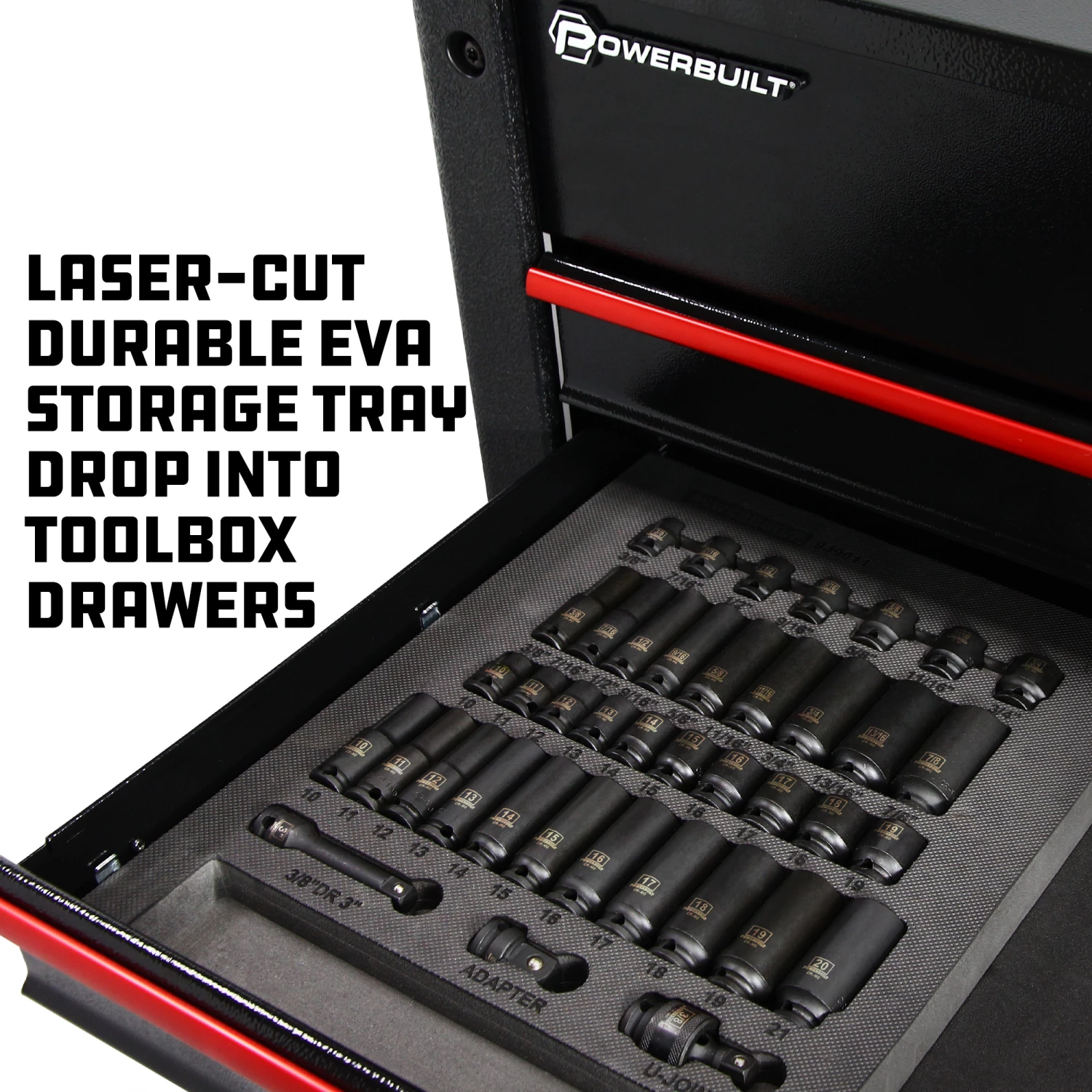 Powerbuilt 40 Piece 3/8 Inch Drive 6 Point SAE & Metric Pro Tech Impact Socket Set - 949011 4 Powerbuilt 40 Piece 3/8 Inch Drive 6 Point SAE & Metric Pro Tech Impact Socket Set - 949011 - Image 4