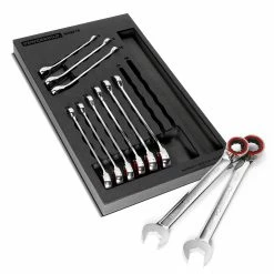 Powerbuilt 11 Piece Pro Tech Metric Reversible Ratcheting Combination Wrench Set - 949016