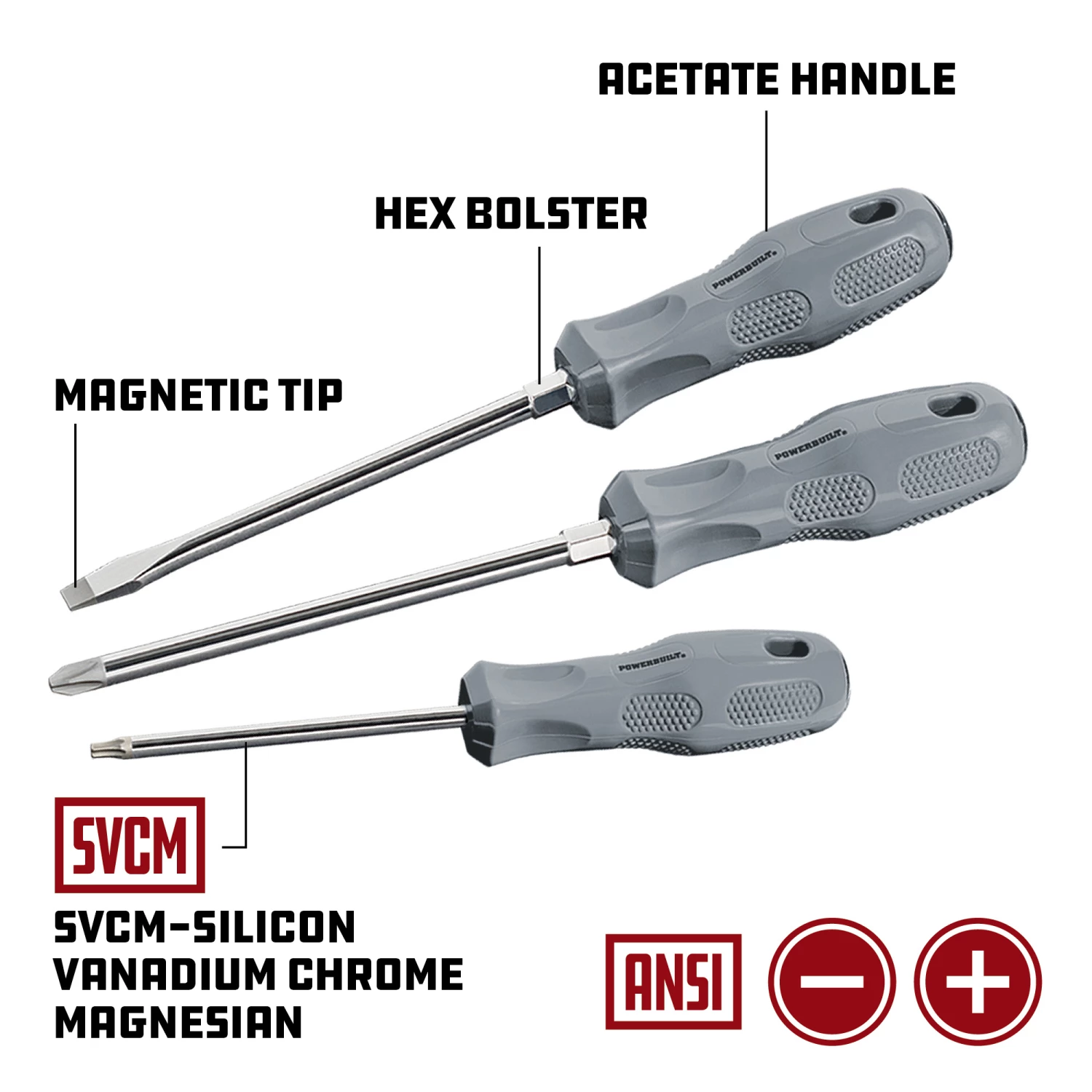 Powerbuilt Pro Tech 17 Piece Master Screwdriver Kit, Deluxe Acetate Handle 3 Powerbuilt Pro Tech 17 Piece Master Screwdriver Kit, Deluxe Acetate Handle - Image 3