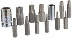 powerbuilt 941130 star bit socket set (tamper proof) (13 piece) (8 piece 6mm - t8-t40, 3 piece 10mm - t45-t55, 2 piece adapte