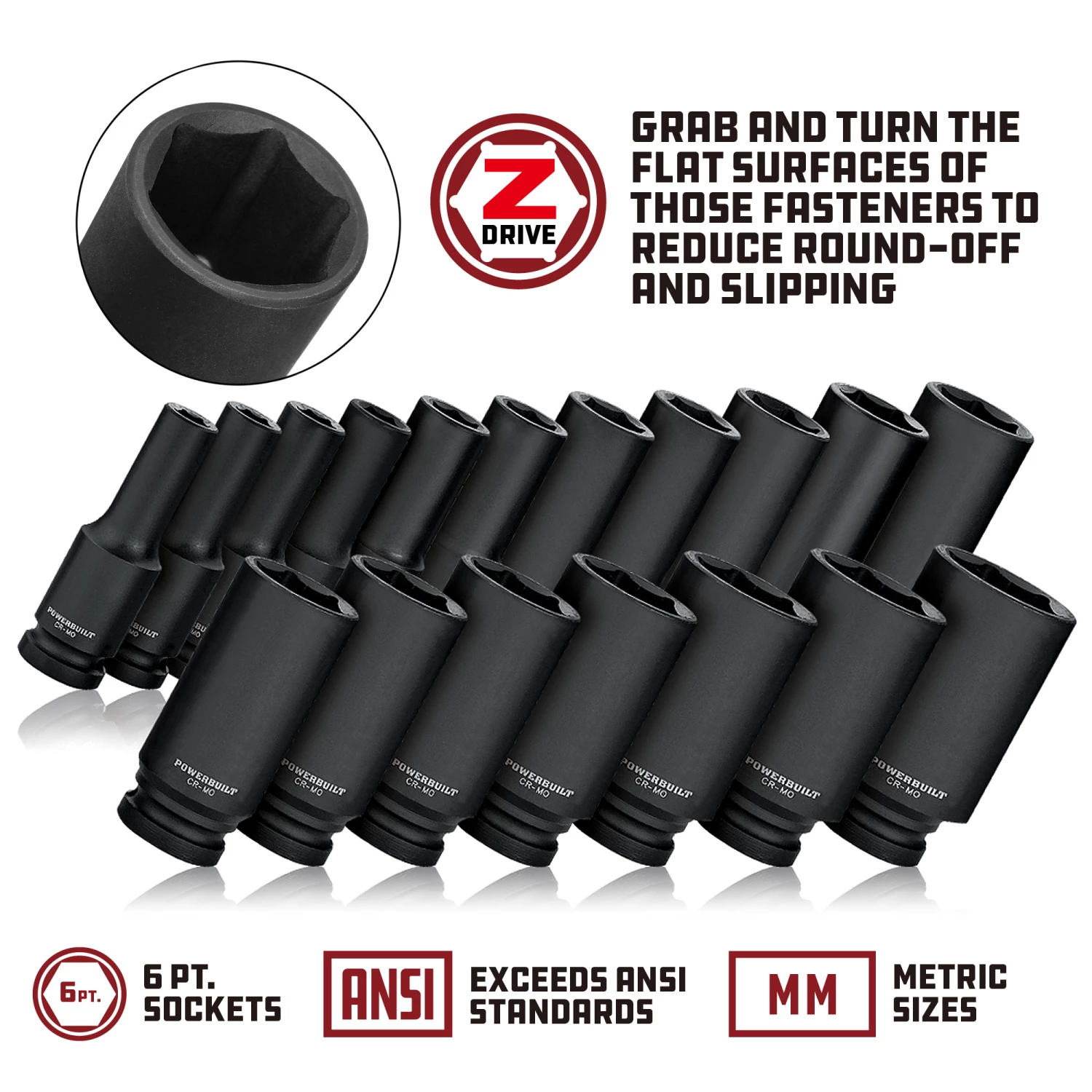 Powerbuilt 1/2 Inch Drive x 23 MM 6 Point Deep Impact Socket - 647290 3 Powerbuilt 1/2 Inch Drive x 23 MM 6 Point Deep Impact Socket - 647290 - Image 3