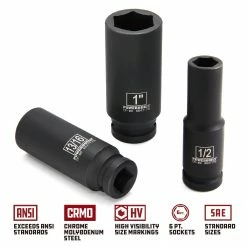 Powerbuilt 11 Piece 1/2 Inch Drive 6 Point SAE Deep Impact Socket Set - 647049 -Powerbuilt Tools Store Online bbbb