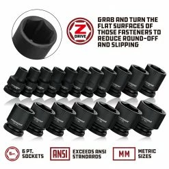 Powerbuilt 1/2 Inch Drive x 20 MM 6 Point Impact Socket - 647280 -Powerbuilt Tools Store Online impact20socket mm 5