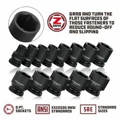 Powerbuilt 1/2 Inch Drive x 5/8 Inch 6 Point Impact Socket - 647153 7 Powerbuilt 1/2 Inch Drive x 5/8 Inch 6 Point Impact Socket - 647153 -Powerbuilt Tools Store Online impact20socket sae 22