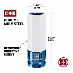 Powerbuilt 1/2-in. Dr. 3/4-in. Lug Nut Socket w/ Wheel Protector Sleeve - 941042 -Powerbuilt Tools Store Online lug20nut20socket 3 420 1