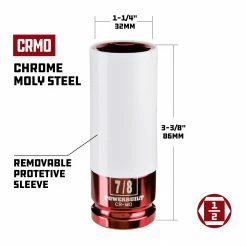 Powerbuilt 1/2"Dr. 7/8" Lug Nut Socket w/ Sleeve,Wheel Impact Socket - 941044 -Powerbuilt Tools Store Online lug20nut20socket 7 820