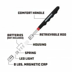 Powerbuilt 8lb Lighted Magnetic Pick Up Tool 8 Powerbuilt 8lb Lighted Magnetic Pick Up Tool -Powerbuilt Tools Store Online prod 26704985312