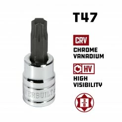 Powerbuilt 3/8" Drive T-47 Torx Bit Socket, Star Bit - 641408 -Powerbuilt Tools Store Online t47 641408 02