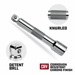 Powerbuilt 3 Piece 1/2 Inch Drive Socket Extension Bar Set - Wobble Tip - 640856 -Powerbuilt Tools Store Online wobble20ext 1