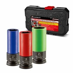 Powerbuilt 3 PC Zeon Metric Lug Nut Socket Set for Damaged Lug Nuts - 240098